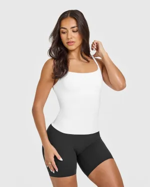 SoftMotion? Strappy Vest with Built in Bra Shelf | White Hypoallergenic Lining Youth Glow Crown Fit
