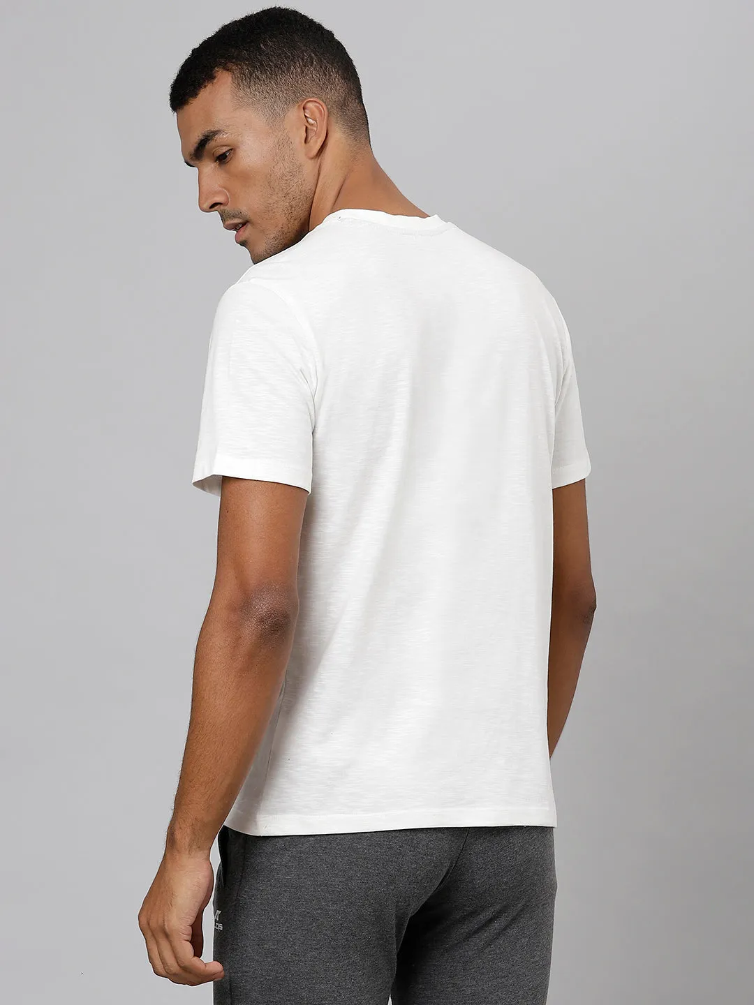 ALCIS Men Printed White Tee T-Shirt SmoothEdging