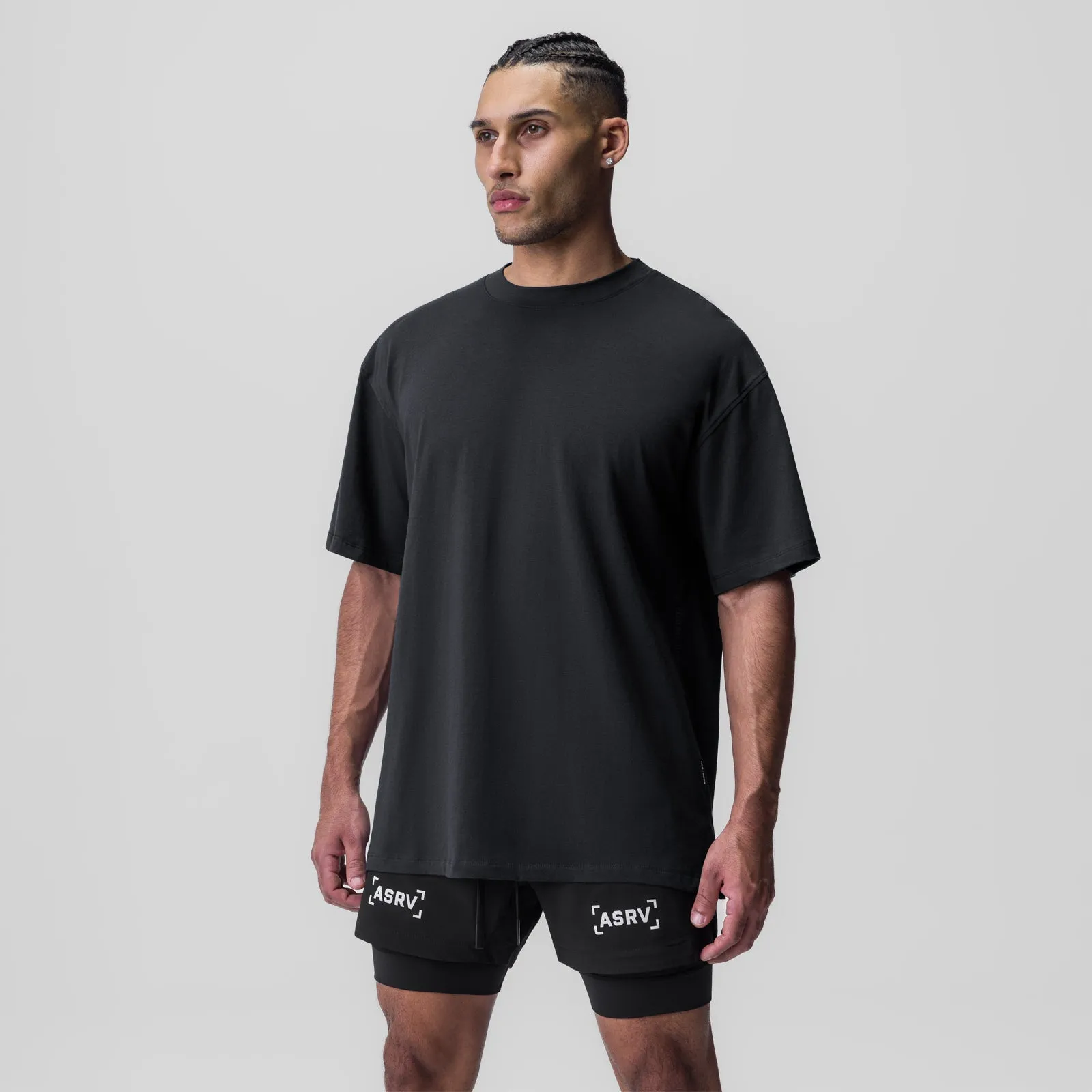 Eco Certified Textile Floral Print 0824. Supima? Oversized Tee - Black