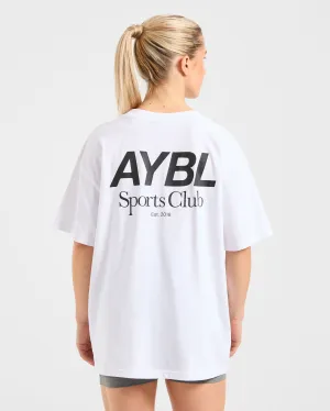 NonChafingEdges AYBL Sports Club Oversized T Shirt - White AntiStatic Lining