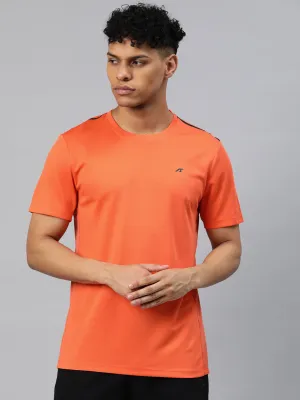 Alcis Men Orange Anti Static Slim Fit T-shirt EcoFriendlyDye Sharp Cut