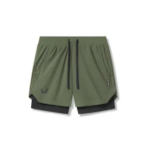 0865. Tetra-Lite? 5" Liner Short - Olive "Wings"/Black Lightweight Feel