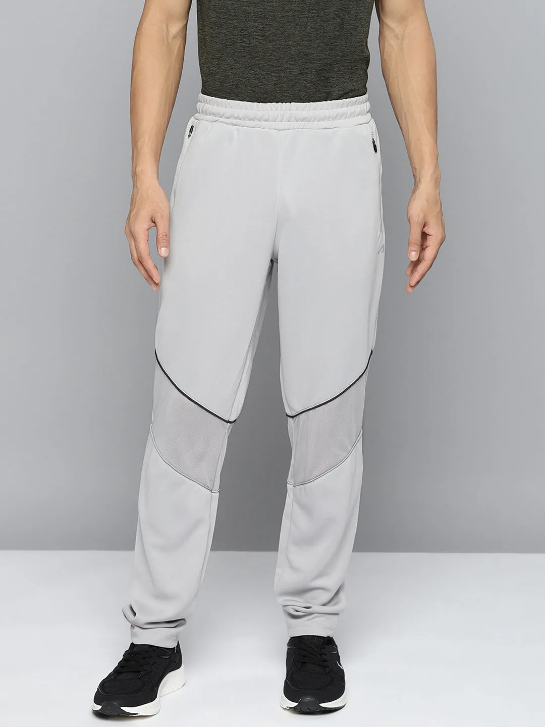 Tagless Design Adjustable Drawcord Alcis Men Grey Slim-Fit Training Track Pants