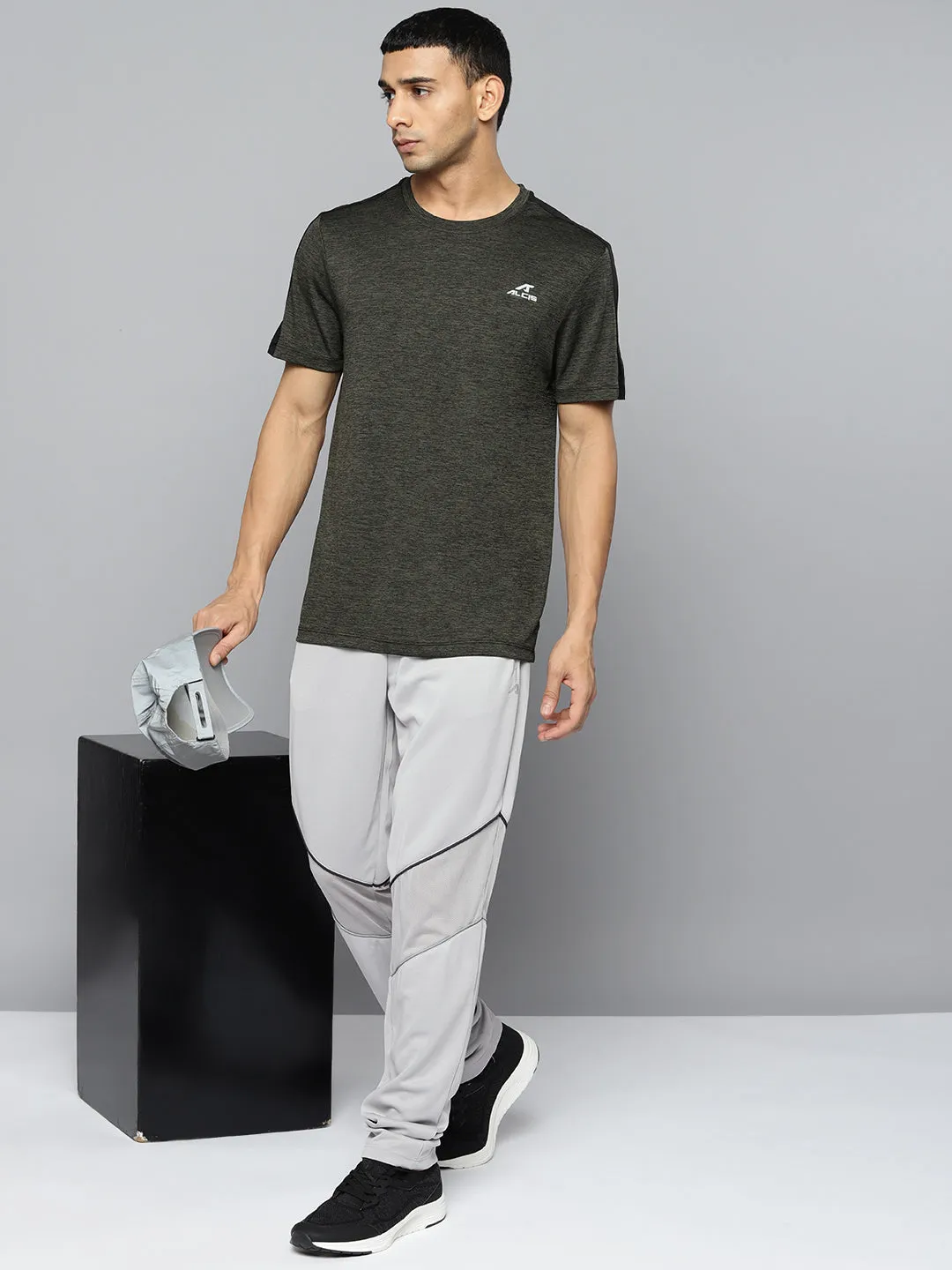 Alcis Men Grey Slim-Fit Training Track Pants Abrasion Proof Reinforcements