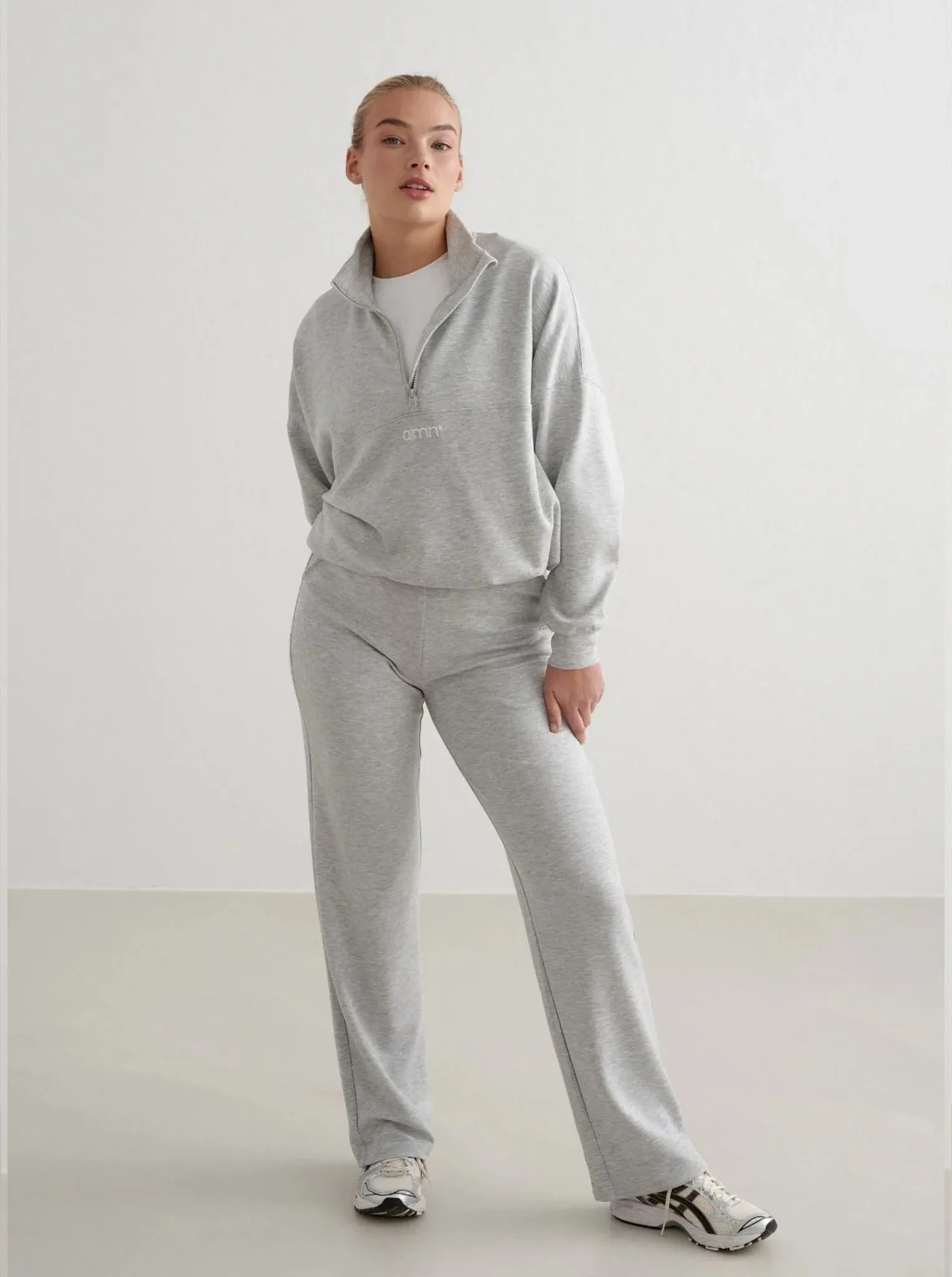 Young Professional Eastern style Light Grey Melange Comfy Modal Half Zip