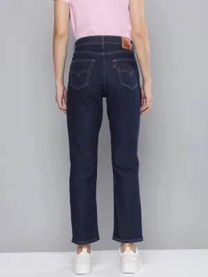 Women's 724 Blue Straight Fit High Rise Jeans Work Meeting Weekend Style Streetwear Fan Reinforced Pockets