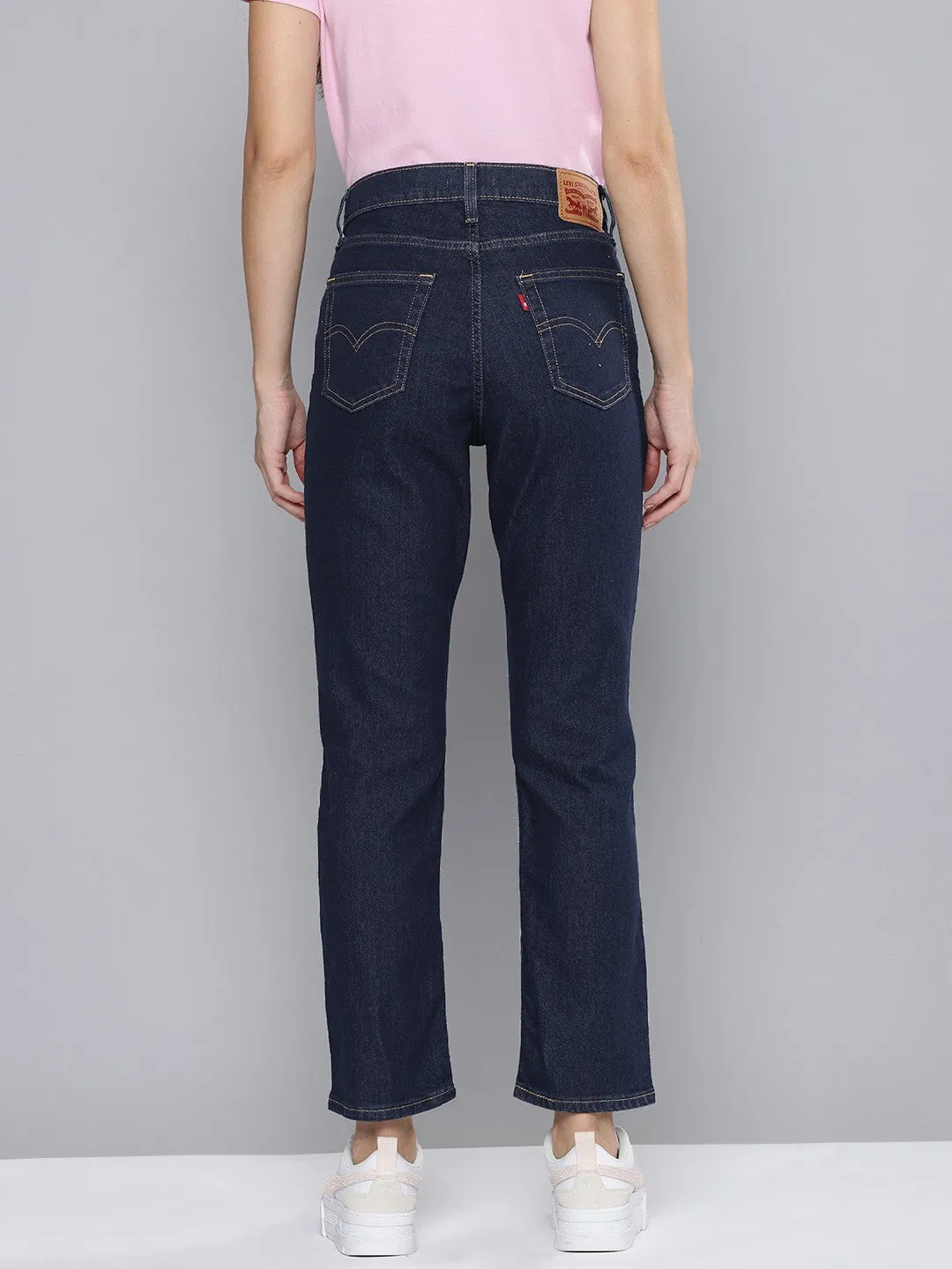 Women's 724 Blue Straight Fit High Rise Jeans Work Meeting Weekend Style Streetwear Fan Reinforced Pockets