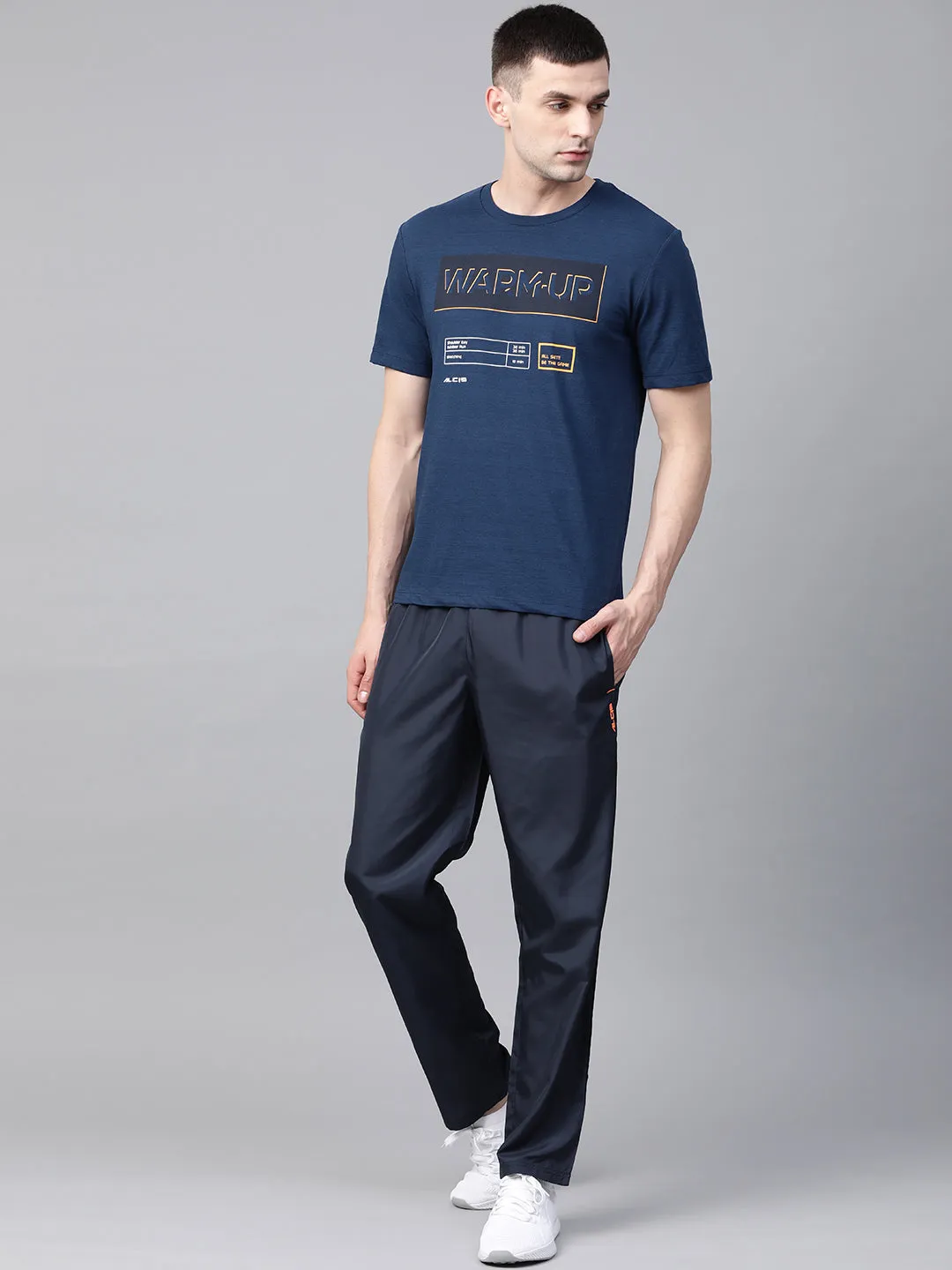 Mind Ease Alcis Men Navy Blue Printed Round Neck T-shirt