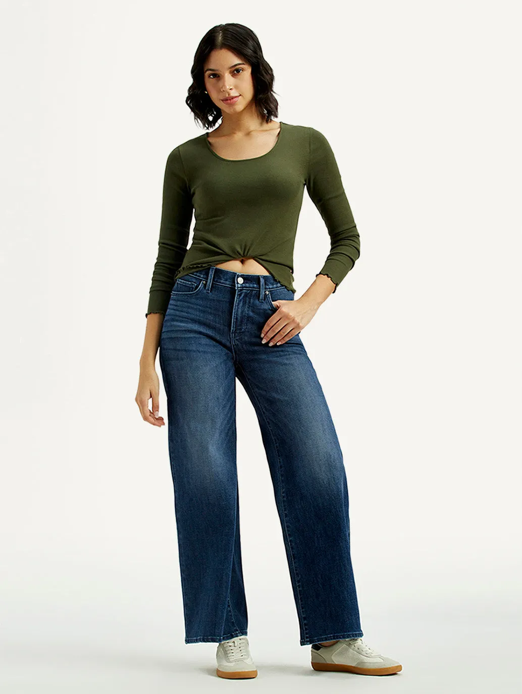 Neutral Daily Wear Adult Fashion Women's 318 Dark Indigo Flared Fit Mid Rise Jeans