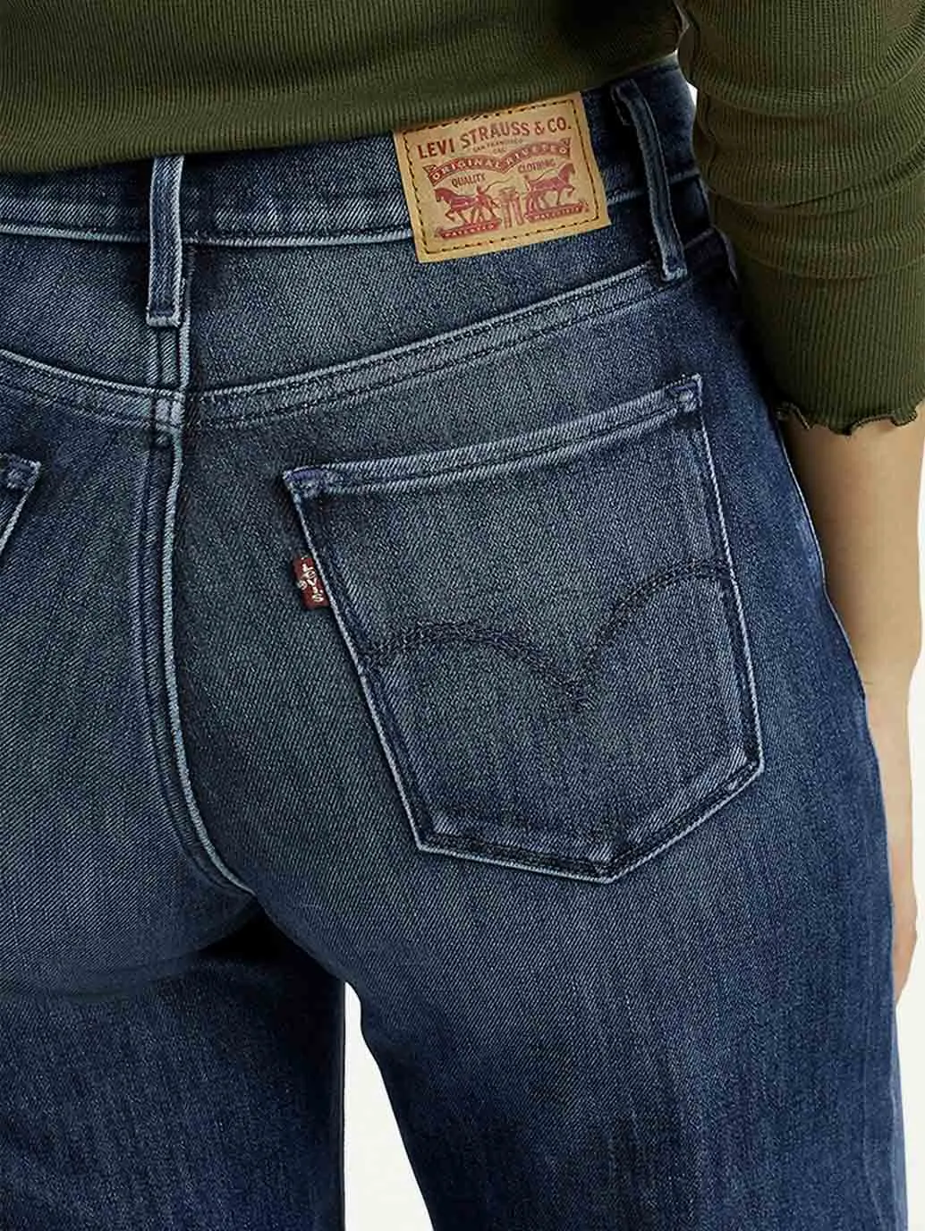 Women's 318 Dark Indigo Flared Fit Mid Rise Jeans Non Restrictive Thigh City Walk Bold Look