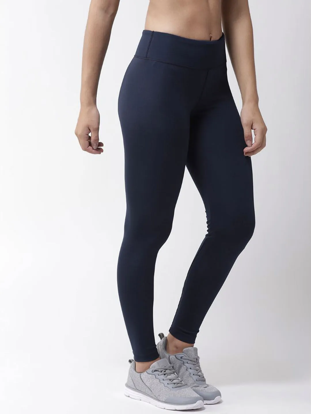 Alcis Women Navy Blue Solid Training Tights Anti Odor School Sports