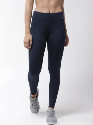Full Coverage Fit Alcis Women Navy Blue Solid Training Tights