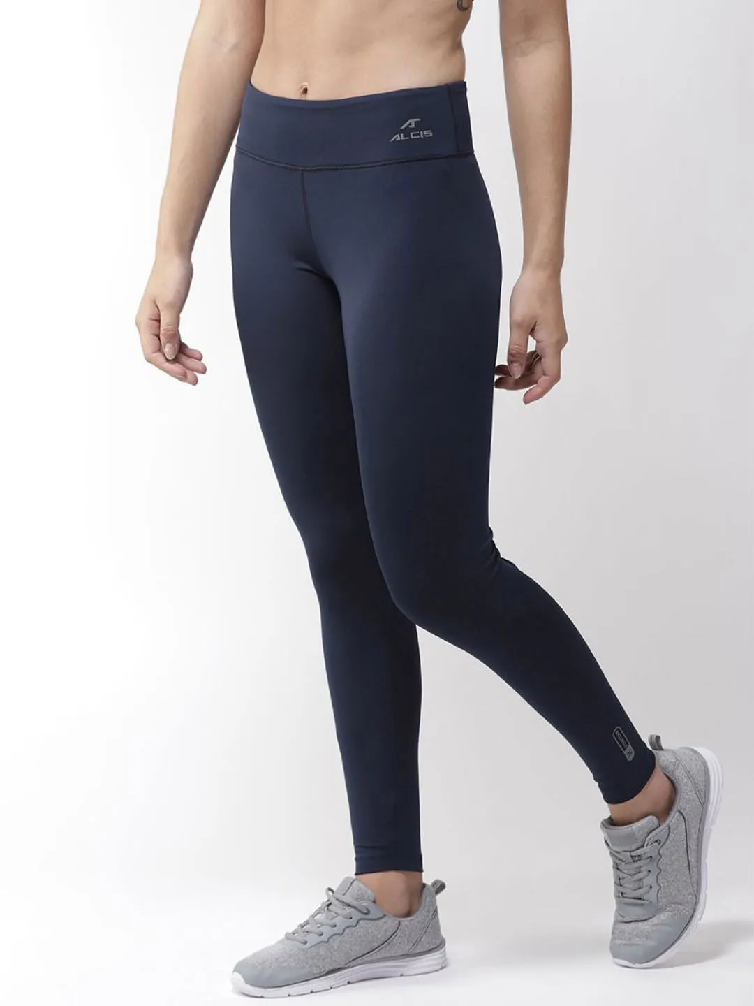 Squat Proof Dance Practice Alcis Women Navy Blue Solid Training Tights