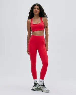 Easy Motion Flatlock Seams Ultimate Seam Detail Zip Pocket Leggings - Apple Red