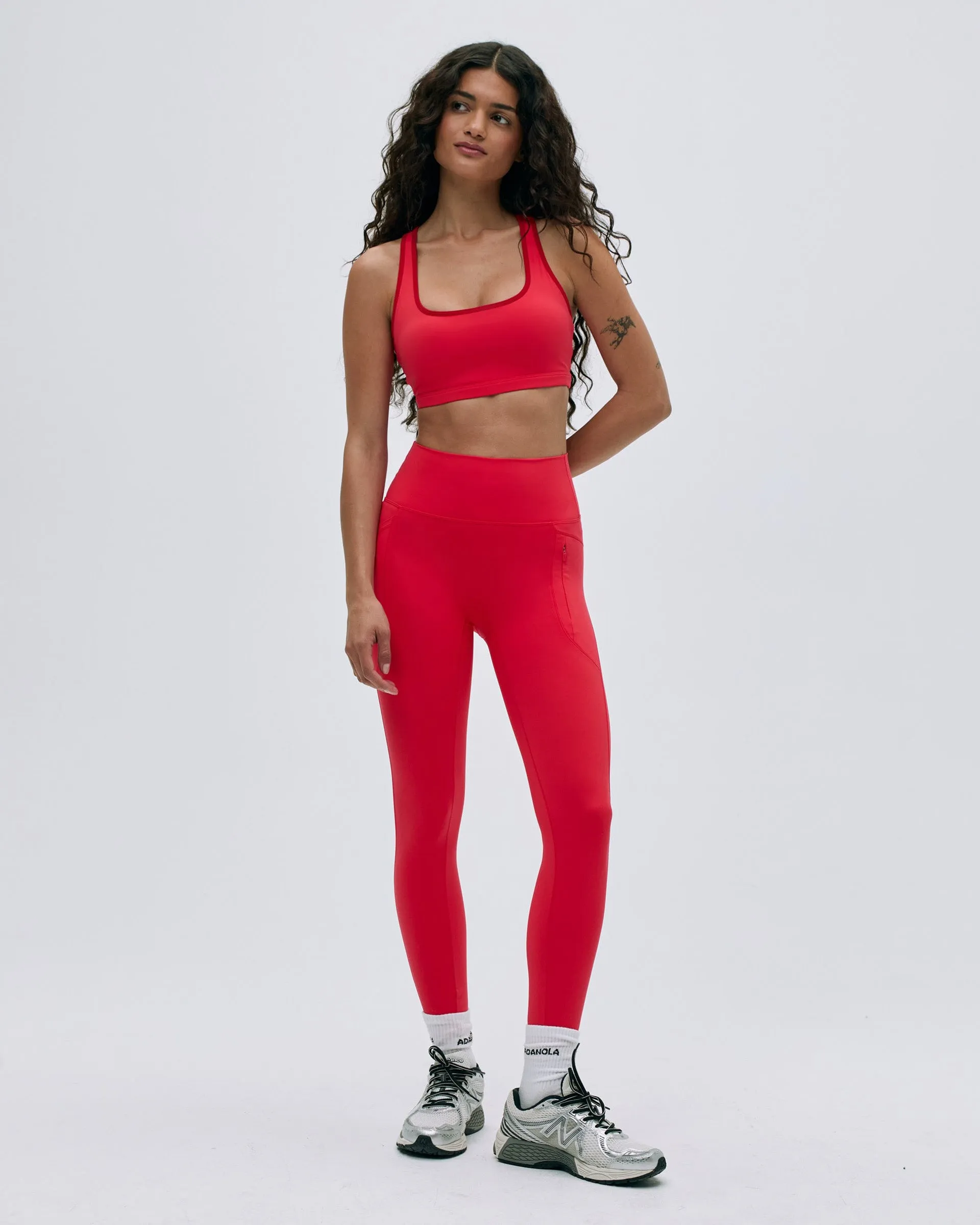 Ultimate Seam Detail Zip Pocket Leggings - Apple Red Body Shaping Morning Stretch