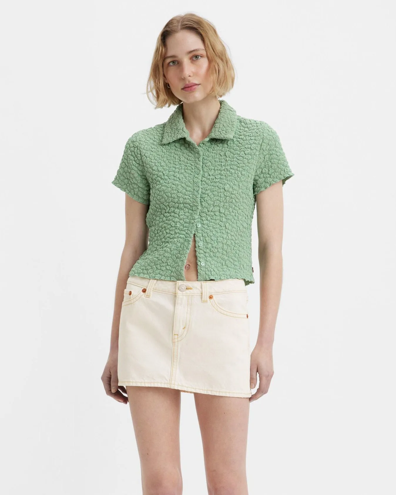 Four Way Stretch Fabric Levi's? Womens Cloud Button Up Blouse - Granite Green
