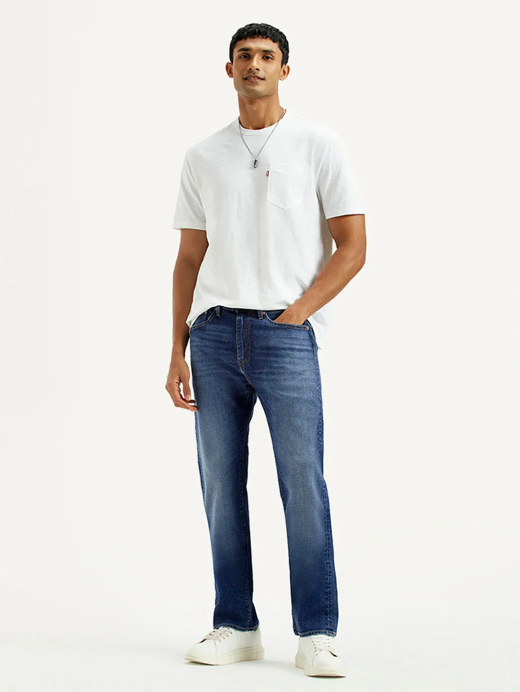Men's 505 Light Indigo Straight Fit Mid Rise Jeans Reliable Basic