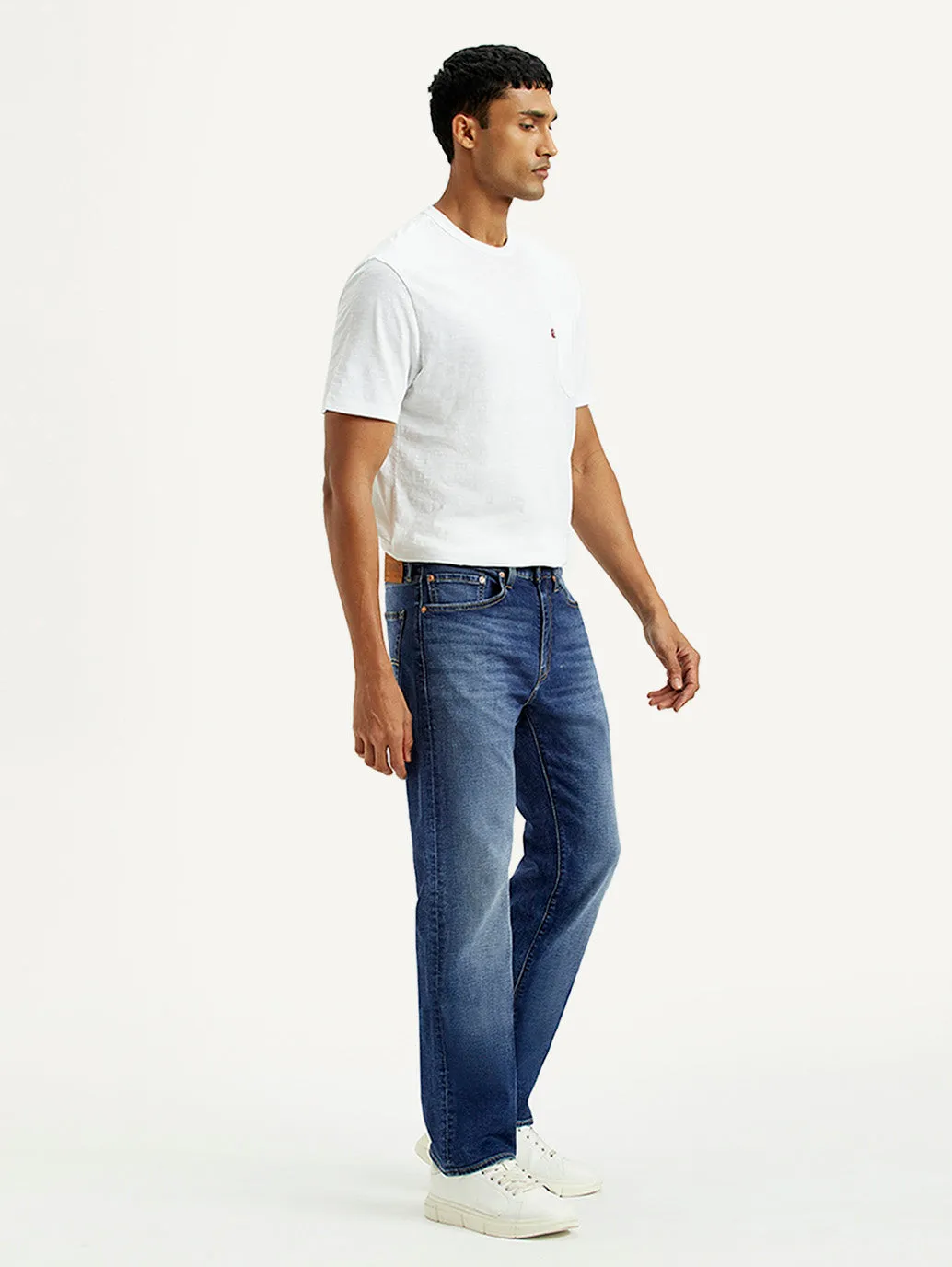 Men's 505 Light Indigo Straight Fit Mid Rise Jeans Reinforced Belt Loops Reliable Choice