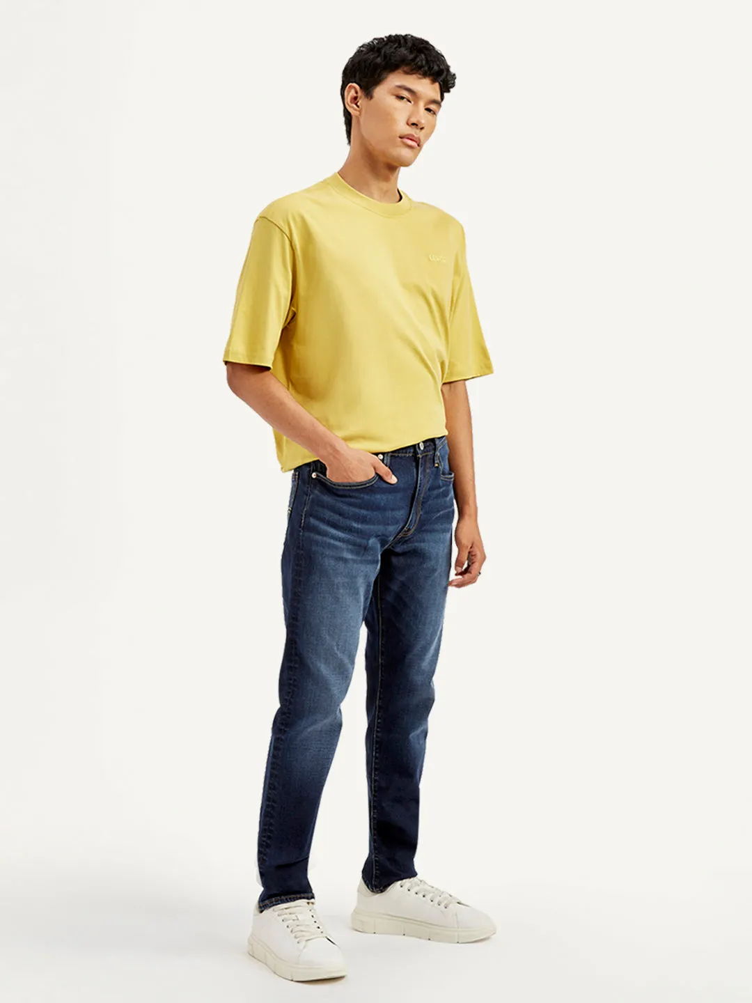 Night Out Everyday Holiday Vibes Couple Look Office Wear Men's 512 Navy Blue Slim Tapered Fit Mid Rise Jeans