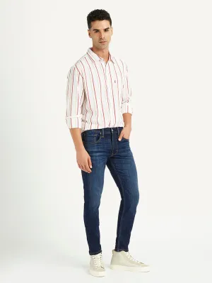 Men's Navy Blue Skinny Fit Mid Rise Jeans Relaxed Cut Relax Fit