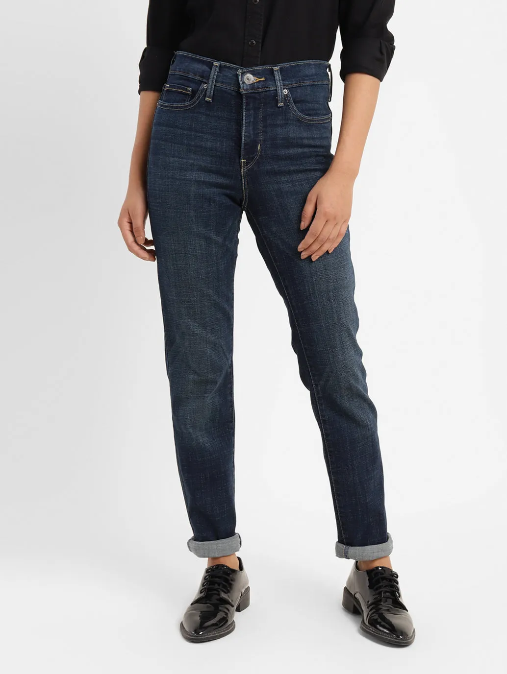 Stretch Comfort Clean Base Women's 312 Blue Straight Fit Mid Rise Jeans