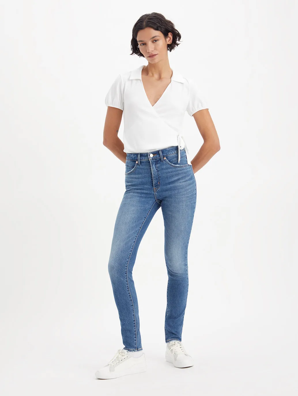 abrasion resistant coating Women's Blue Shaping Wide Leg Fit High Rise Jeans