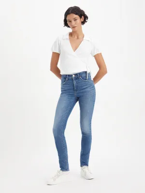 Beach Day Brunch Outfit Elegant Women's Blue Shaping Wide Leg Fit High Rise Jeans