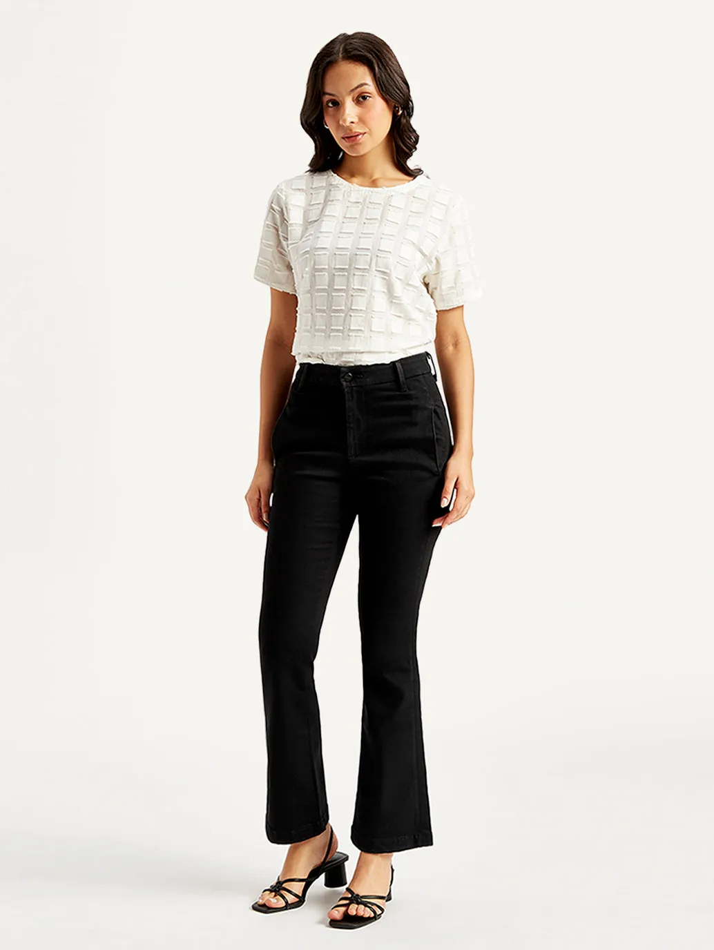 Quick Matchup Women's Redloop 725 Black Flared Fit High Rise Jeans