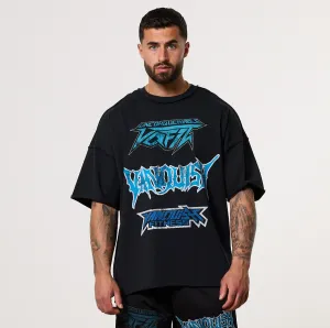 Tagless Design DurableStitching Vanquish Grunge Washed Black Oversized Boxy T Shirt
