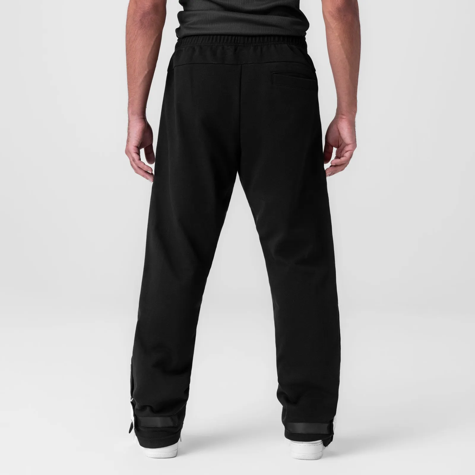 StainResistantFinish 0998. Herringbone Terry Snap Button Sweats - Black