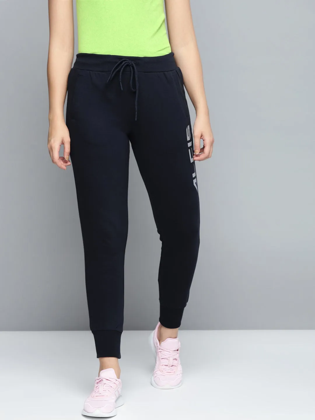 LightweightConstruction EasyCareFabric Alcis Women Solid Navy Blue Jogger