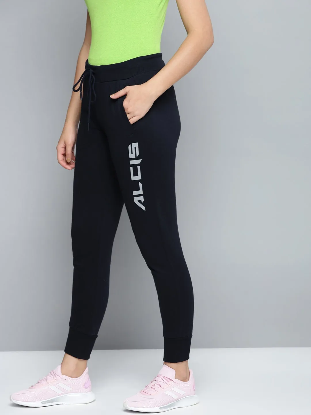 Alcis Women Solid Navy Blue Jogger Layer Ready BreathableLining