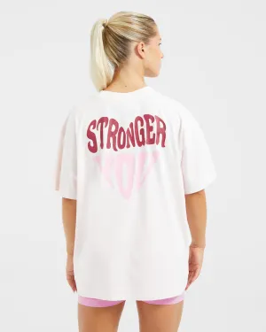 Core Ease Low Bulk Stronger You Oversized T Shirt - Pink TearResistant Fabric