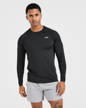 Essential Long Sleeve T Shirt - Black Wrinkle Free Fabric