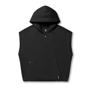 0844. Tech Essential? Raw Hem Cutoff Hoodie - Black Garment Dyed Finish Matte Finish
