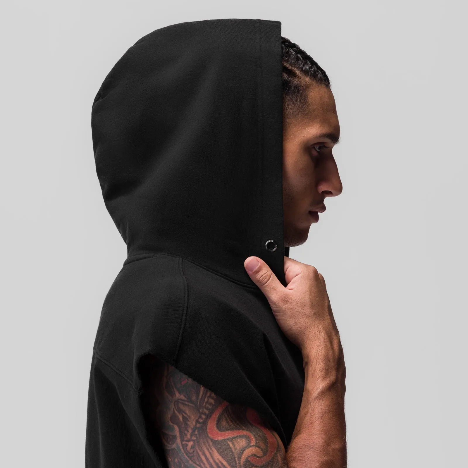 Printed Pattern 0844. Tech Essential? Raw Hem Cutoff Hoodie - Black