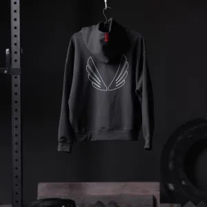 indoor relaxation Wallaby like 0874. Tech-Terry? Zip Pocket Hoodie - Black "Outline"