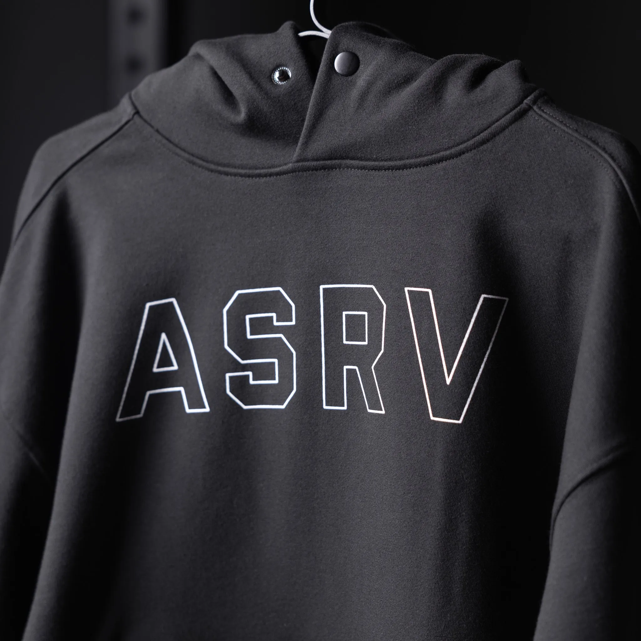 0874. Tech-Terry? Zip Pocket Hoodie - Black "Outline" Coffee Date
