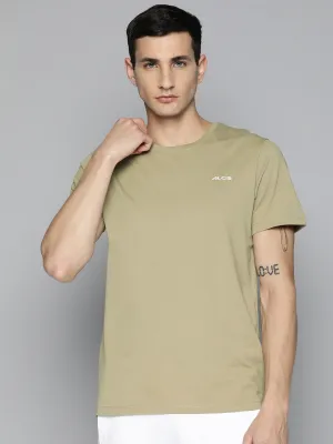 StretchFit AntiFadeTechnology Alcis Men Beige Typography Printed Slim Fit T-shirt