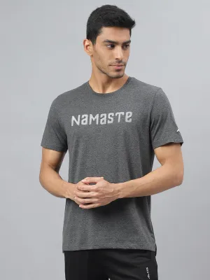 Light Core Sequin Glow Alcis Men Anthra Melange Regular Fit Round Neck Yoga T-Shirt