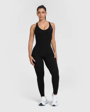 quick dry Easy Cool Daily Comfort Unified Scoop Back All In One Long | Black