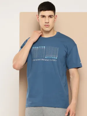 Alcis Men Blue Typography Printed T-shirt Street Light FadeResistantDye