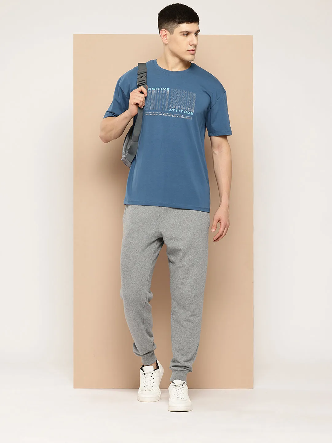 Quiet Core Alcis Men Blue Typography Printed T-shirt