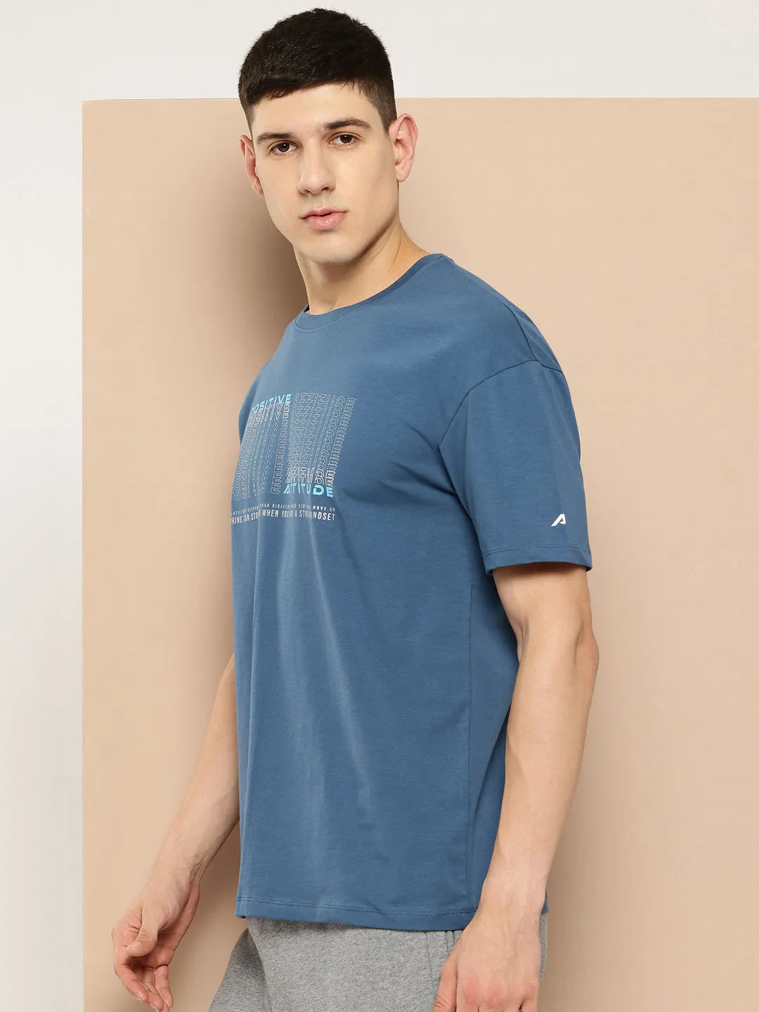 Flash Core Alcis Men Blue Typography Printed T-shirt