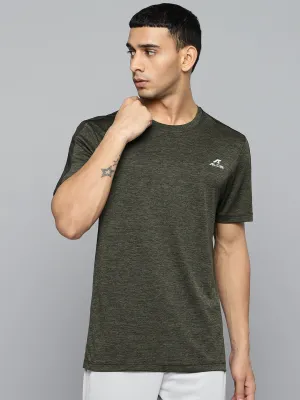 FadeResistant Strong Denim Alcis Men Olive Green Solid Slim Fit T-shirt