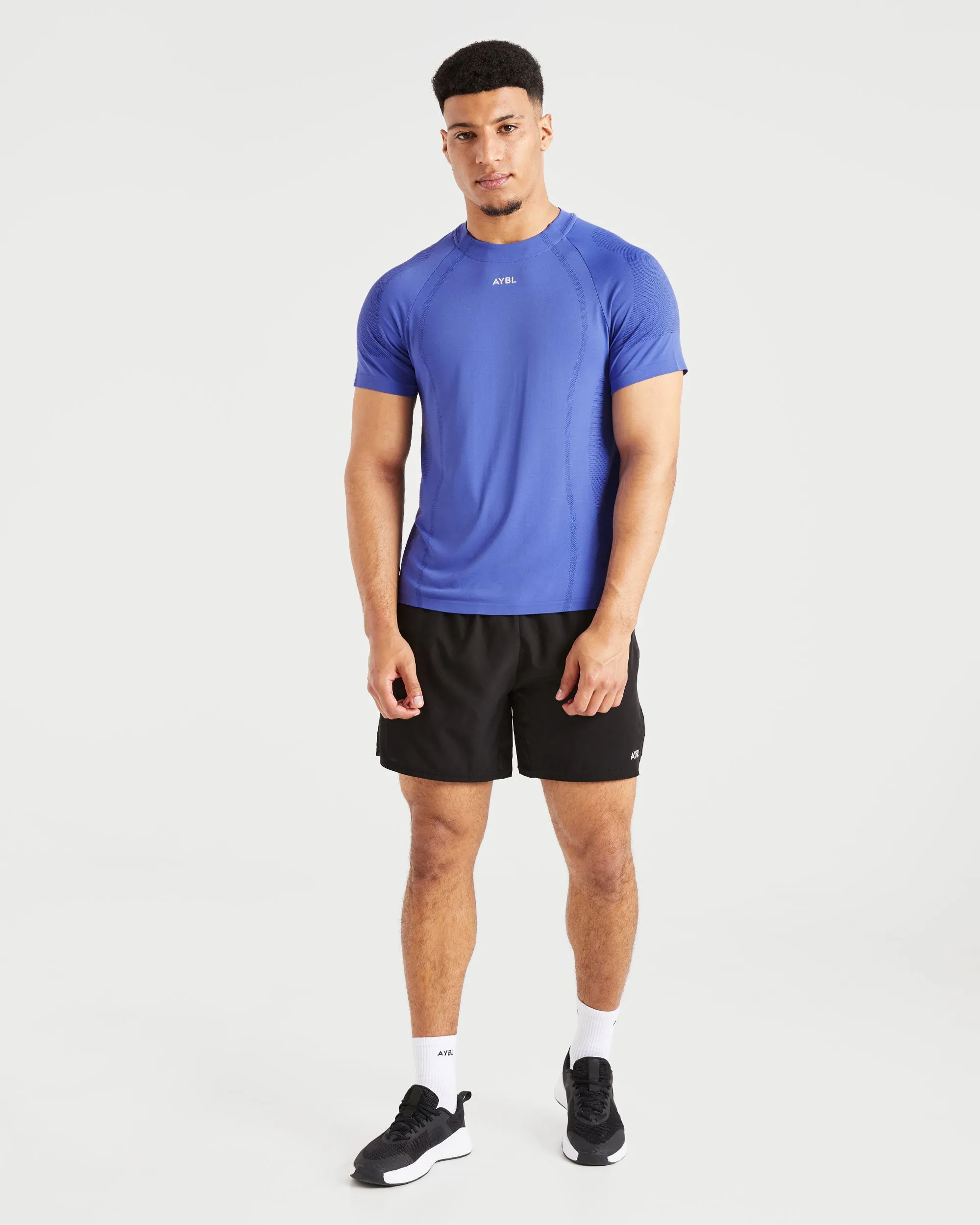 Modern Layering Flexible Neckline Attain Seamless T Shirt - Indigo Mist