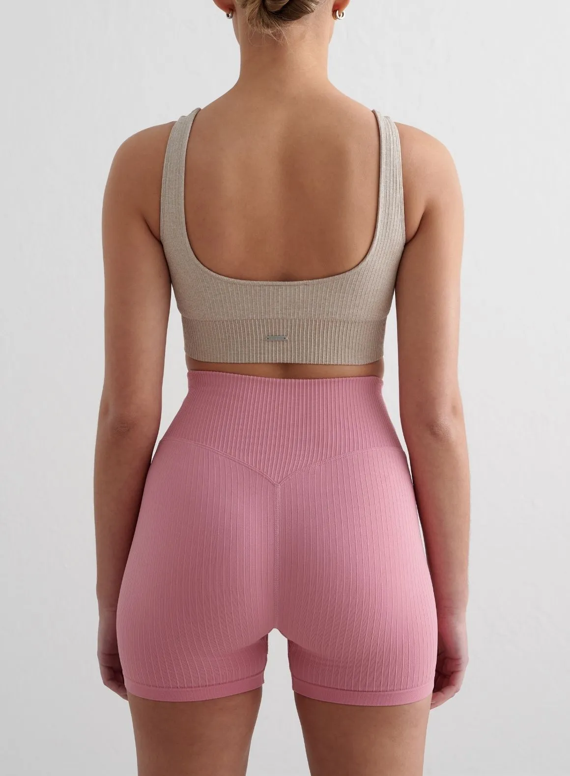 Desert Rose Ribbed Seamless Midi Biker Shorts NonSlipGrip Chic Design