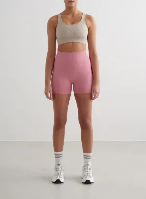 Silk Touch Desert Rose Ribbed Seamless Midi Biker Shorts
