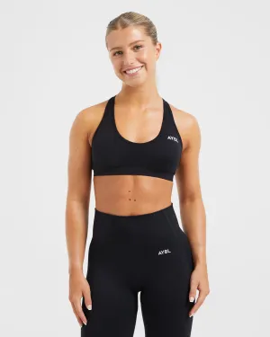 Essential Seamless Racer Back Sports Bra - Black Trendy