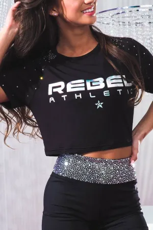 Flash Core Day Off Gemma Cropped Tee in Black Crystal Elegnanza